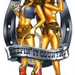 Flirty Cowgirls Sexy Pin-up Girl Sticker / Cowgirl 'Keepin' it Country' sticker