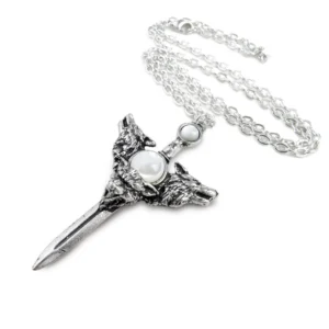 Pewter Wolf Charm Pewter Pendant Necklace Necklace by Alchemy Gothic 1977 Wolverine Moon