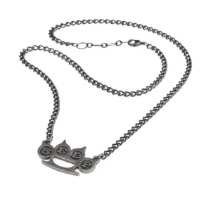 5 Finger Death Punk Necklace Heavy Metal Pewter Rock Jewelry