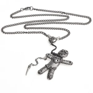 Pewter Voodoo Doll Charm Necklace by Alchemy Gothic 1977