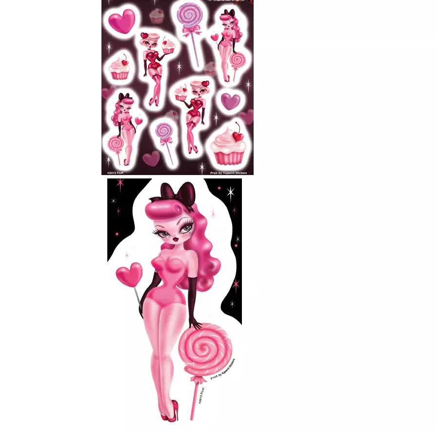 Cutie Pin-up Stickers Cupcake Hearts PINK Laptop Cell Phone decals