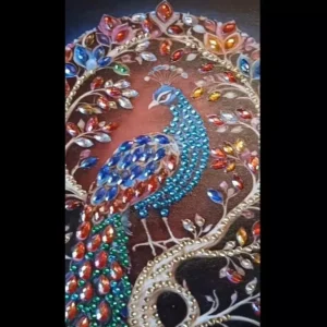 Unique Peacock Journal Diary Sketch Notebook Handcrafted Rhinestones