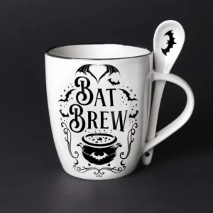 Halloween Vampire Bat Coffee Tea Cup & Spoon Set Alchemy Gothic 1977