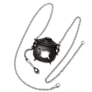 Pewter Triple Moon Witch Cauldron Charm Necklace skull spoon Alchemy Gothic 77