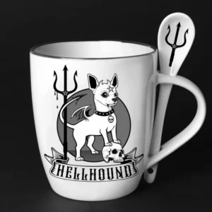 Chihuahua Coffee Mug Tea Cup & Spoon By Alchemy Gothic 1977-Demon Dog Hellhound
