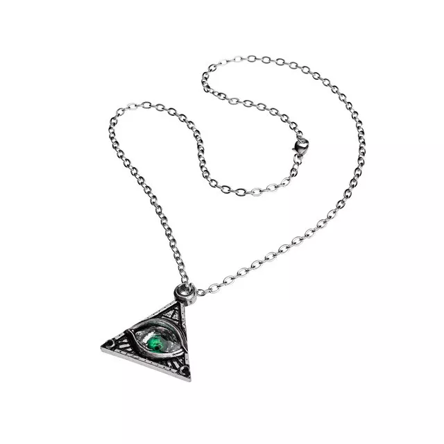 All Seeing Eye Necklace / Crystal Pewter Pewter Pendant Necklace by Alchemy Gothic 1977