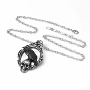 Pewter The Raven Mirror Pewter Pendant Necklace from Alchemy Gothic 1977 Poe Pewter Necklace