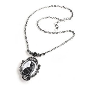 Pewter Cat Heart Pewter Pendant Necklace from Alchemy Gothic 1977 Pewter Cat Necklace