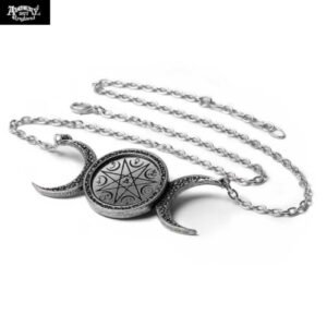 Pagan Triple Moon Necklace Pewter Pendant Necklace Pewter Moons ELVEN STAR Alchemy Gothic 1977