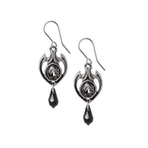 Black Dark Crystal Midnight Angel Pewter Earrings  - Artisan crafted in England