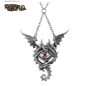Eye of the Dragon Necklace - Pewter Crystal Eye Dragon by Alchemy Gothic 1977