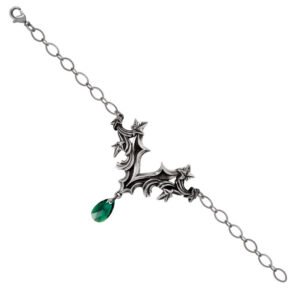 Churchyard Pewter Ivy Emerald Drop Crystal Bracelet