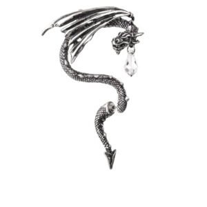 Drop White Crystal Pewter Dragon Earwrap Earring