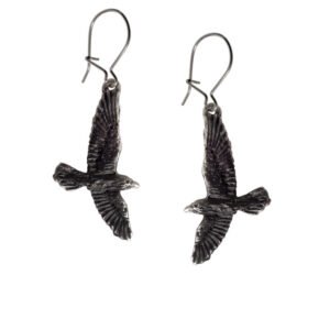 Pewter Black Crow Raven Earrings