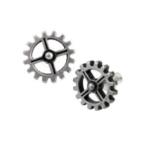 Pewter Steampunk Gears Stud Earrings
