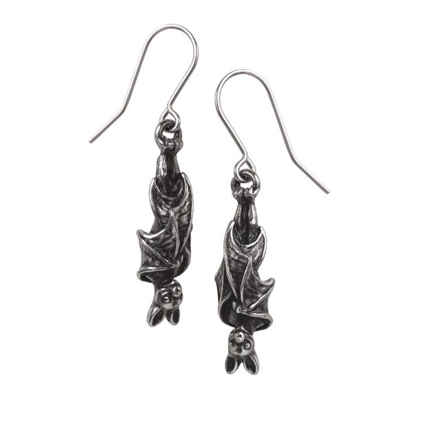 Hanging upside down Vampire Bats Drop Earrings