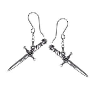 Pewter Macbeth Crystal Dagger Earrings