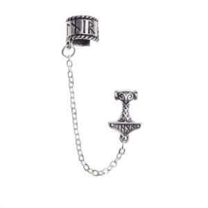 Cuff Chained Thor Hammer Stud Earring