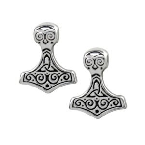 Pewter Thor Hammer Stud Earrings