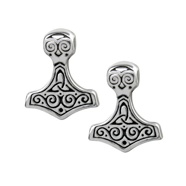 Pewter Thor Hammer Stud Earrings