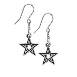 Pewter Black Star Drop Earrings