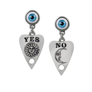 Pewter Glass Eyes Ouija Planchette Earrings