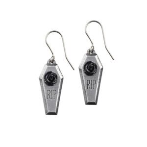 Pewter Casket RIP Earrings