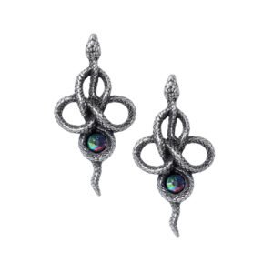 Pewter Circle of Snakes Crystal Tercia Serpent Earrings