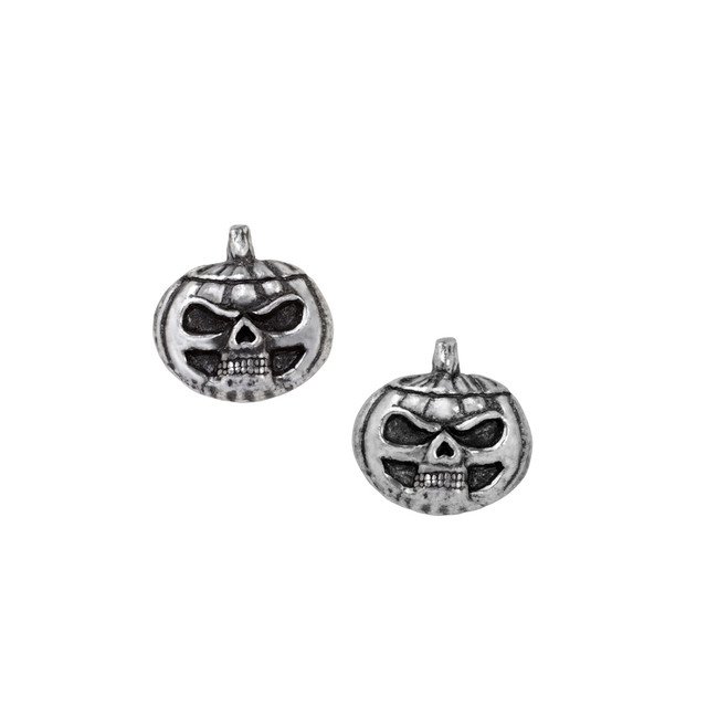 Pewter Pumpkin Skull Studd Earrings