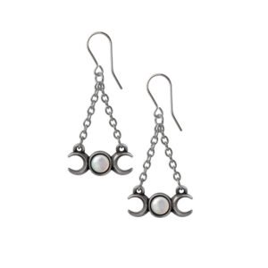 Triple Moon Goddess Drop Earrings
