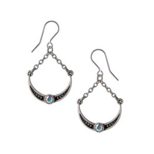 Crescent Moon Priestess of Ishtar Pewter Earrings