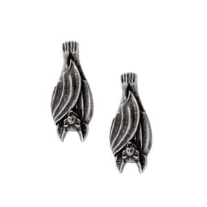 Pewter Dusk Vampire Bat Art Deco Earrings