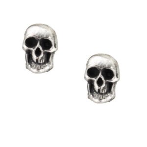 Pewter Death Skull Stud Earrings