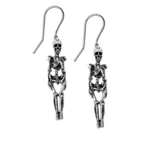 Pewter Hanging Skeleton Drop Earrings
