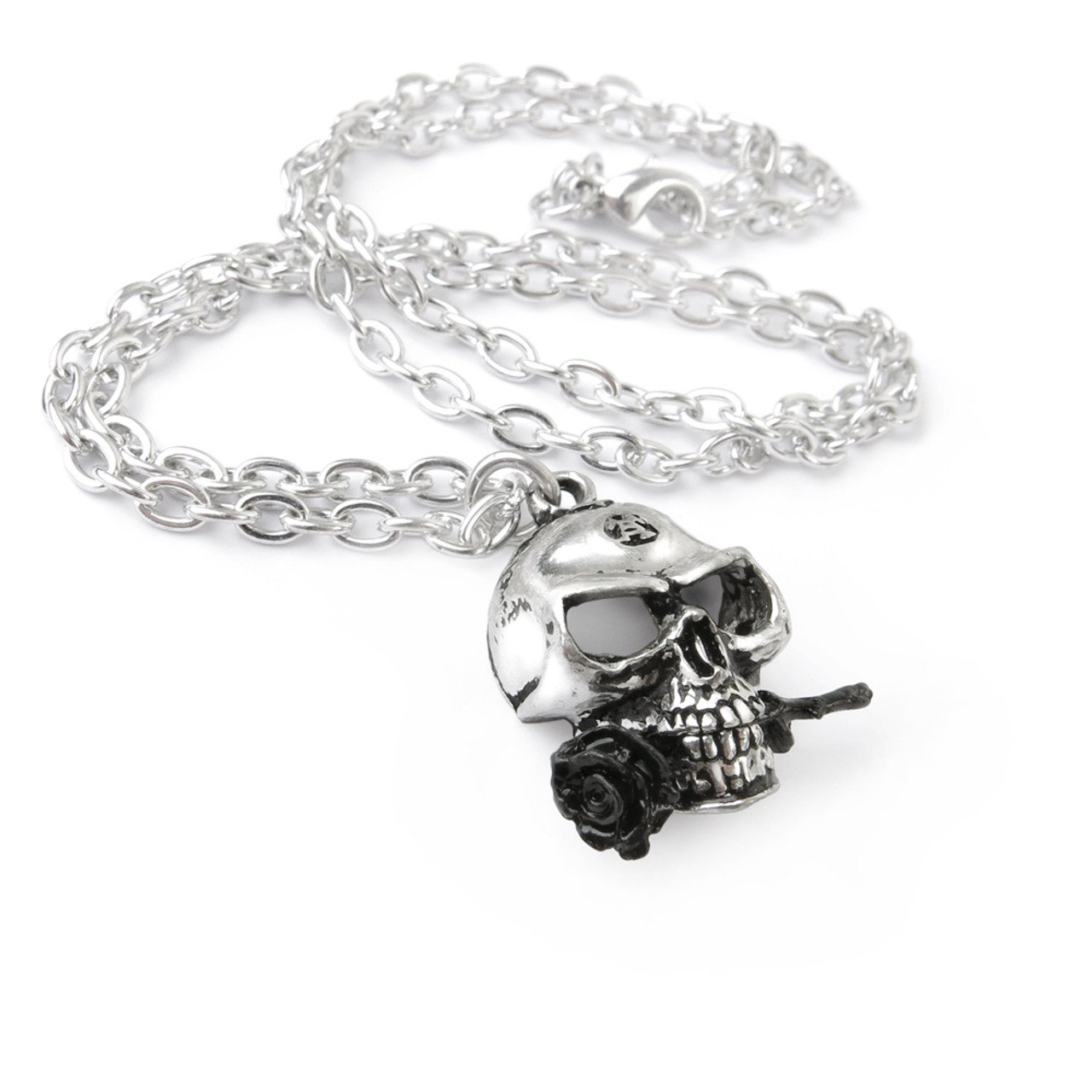 Black Rose Alchemy Skull Necklace