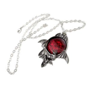 Artisan Pewter Vampire Bat Blood Moon Necklace