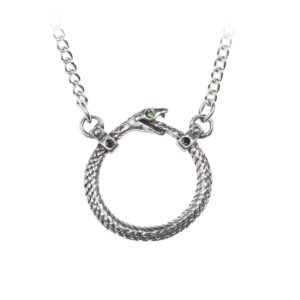 Pewter Serpent Snake Ouroboros Charm Necklace