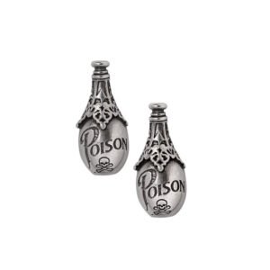 Pewter Deco Poison Bottle Earrings
