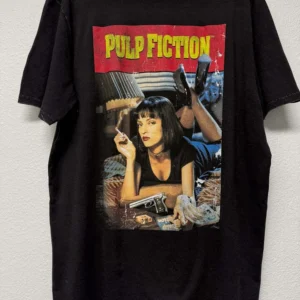 Pulp Fiction T-Shirt / Front logo Poster backprint Two Sided