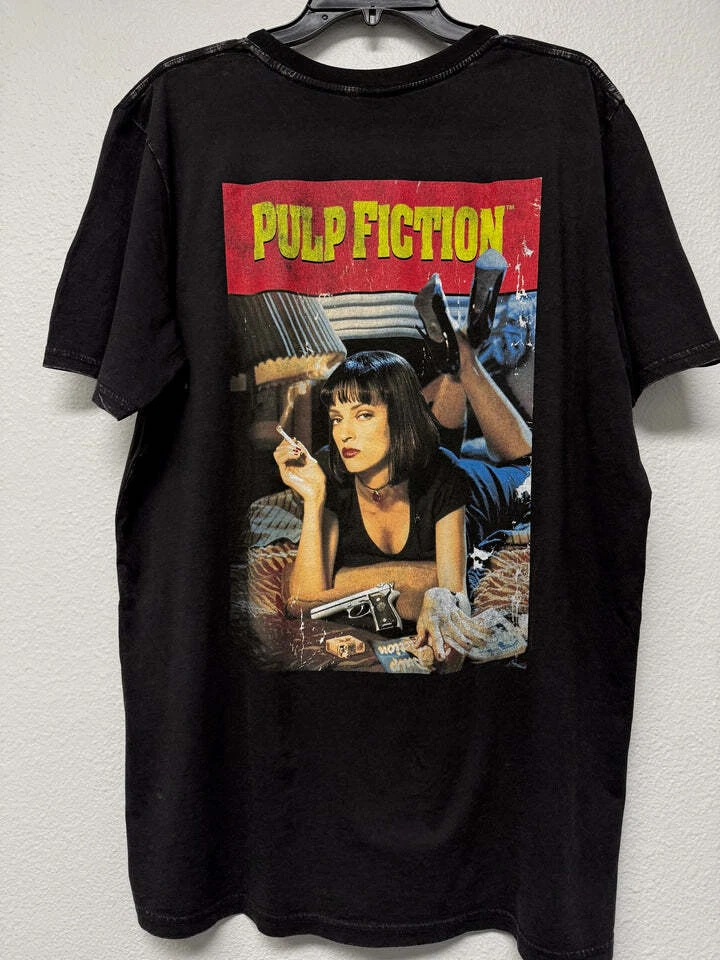 Pulp Fiction T-Shirt / Front logo Poster backprint Two Sided