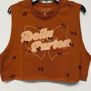 Dolly Crop Top Rock T-Shirt / Dolly Pardon Girly Flirty Ribbon Festival Tee