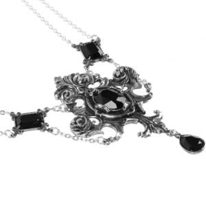 Pewter Black Crystal Baroque Queen Necklace