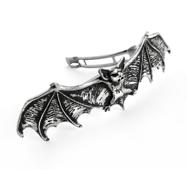 Darkling Dark Vampire Bat Pewter Hair Barrette