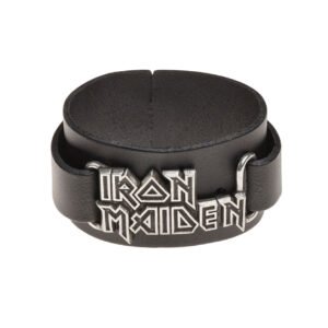 Pewter Iron Maiden Leather Bracelet