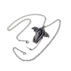 Eternal Sleep Stake in the Casket Pewter Halloween Necklace