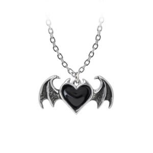 Blacksoul Bijou Winged Black Heart Necklace