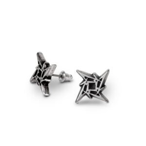 Pewter Metallica Ninaj Star Ear Studs Earrings