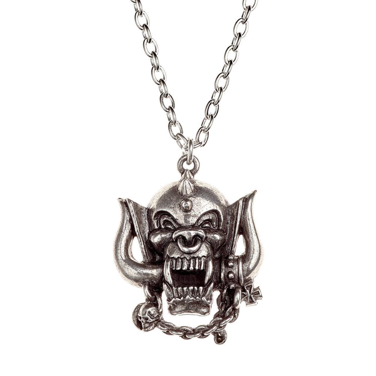 Pewter Motorhead Snaggletooth Warpig Necklace