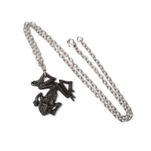 Pewter Black Toad Frog Necklace