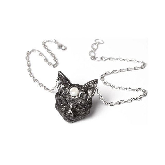 Mystic Moon Pewter Egyprian Cat Necklace